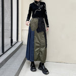 High-waist Denim Contrast Skirt