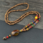 Buddha Stones Tibetan Wenge Wood Bodhi Seed Agate Balance Peace Necklace Pendant (Extra 40% Off | USE CODE: FS40)