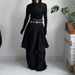 Fake Two-piece Loose Drape Pleated Skirt Pants