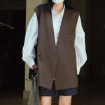 V-neck Oblique Button Loose Suit Vest