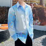 Thin Blue And White Gradient Stripe Shirt
