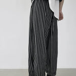 Women's Striped Elastic-Waist Casual Pants