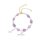 Buddha Stones Amethyst Pink Crystal Black Rutilated Quartz Spiritual Awareness Bracelet