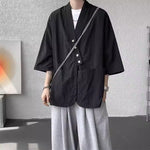 Diagonally Buttoned Loose Cardigan Shirt