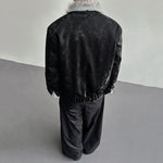 Python-textured Cotton Leather Jacket