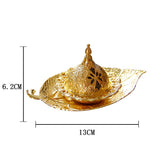 Buddha Stones Tibetan Gold Mini Leaf Coaster Meditation Incense Burner