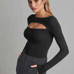 Zeagoo Cutout Long-sleeved Pitted T-shirt Bodysuits