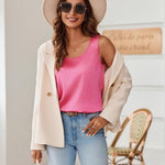 Zeagoo Silk Satin Tank Tops Scoop Neck Sleeveless Tops