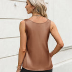 Zeagoo Silk Satin Tank Tops for Women Scoop Neck Sleeveless Tops