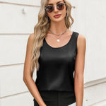 Zeagoo Silk Satin Tank Tops for Women Scoop Neck Sleeveless Tops