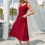 Zeagoo Floral Beach Sundress Casual A-Line Midi Tank Dresses