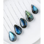 Buddha Stones Labradorite Water Drop Support Healing Necklace Pendant