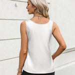 Zeagoo Silk Satin Tank Tops for Women Scoop Neck Sleeveless Tops