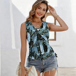 Zeagoo Tank Tops V Neck Casual Side Ruched Drawstring Shirts