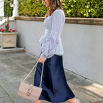 Zeagoo Satin Skirt Long High-Waisted Skirt Elegant Silk Midi Skirt (DE Only)