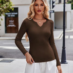 Zeagoo Long Sleeve T Shirts Casual V Neck Ribbed Tunic Tops