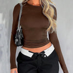 Zeagoo Women Y2K Crewneck Long Sleeve Slim Fit T-Shirt