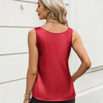 Zeagoo Silk Satin Tank Tops Scoop Neck Sleeveless Tops