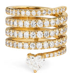 Antique Gold Zirconia Heart Wrap Ring