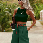 Zeagoo Shorts Casual Elastic High Waist Wide Leg Short Trousers (DE Only)