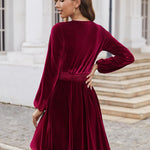 Zeagoo Women's Elegant Velvet Dress Winter Dress (DE Only)
