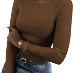 Zeagoo Damen Langarm T-Shirt Basic Slim Fit Tops (DE Only)