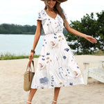 Zeagoo Women's Casual Dress Flutter Button Down Tiered Flowy Dress