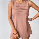Zeagoo Tank Top Blouses Scooped Neck Pleated Front Shirts