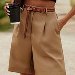Zeagoo Shorts Casual Elastic High Waist Wide Leg Short Trousers (DE Only)