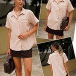 Zeagoo Short Sleeve Button Down Shirt Casual Loose Fit Blouses