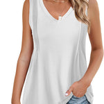 Zeagoo Pleated Tank Tops Loose Fit V Neck Sleeveless Tops