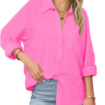 Zeagoo Linen Button Down Shirts  Long Sleeve Cotton Gauze Tops