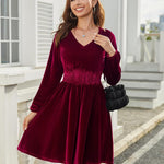Zeagoo Women's Elegant Velvet Dress Winter Dress (DE Only)