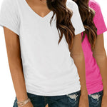 Zeagoo Women Casual Soft V Neck Basic Tee Tops