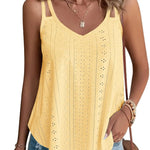 Zeagoo Flowy Strap Eyelet Embroidery Sleeveless Casual Tank Top