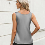 Zeagoo Silk Satin Tank Tops Scoop Neck Sleeveless Tops