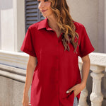 Zeagoo Women's Cotton Button Down Shirts Short Sleeve Casual Shirts