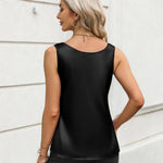 Zeagoo Silk Satin Tank Tops for Women Scoop Neck Sleeveless Tops