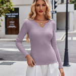 Zeagoo Long Sleeve T Shirts Casual V Neck Ribbed Tunic Tops