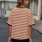 Zeagoo Women Striped T Shirts Oversized Short Sleeve Tops
