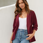 Zeagoo Women's Blazer Elegant 3/4 Sleeve Long Blazer (DE Only)
