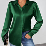 Zeagoo Satin Blouses Casual Long Sleeve Button Down Silk Shirts