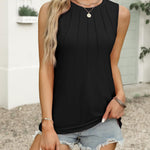 Zeagoo Summer Tank Top for Women Pleated High Neck Tops