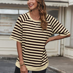 Zeagoo Women Striped T Shirts Oversized Short Sleeve Tops