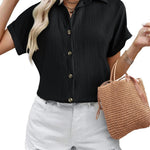 Zeagoo Short Sleeve Casual Roll-Up Cuffed Tops