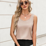 Zeagoo Silk Satin Tank Tops Scoop Neck Sleeveless Tops