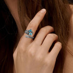 Sterling Silver Turquoise Spoon Ring – Vintage Boho Wrap Ring with Dragonfly