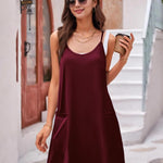 Zeagoo Spaghetti Strap Dress Casual V Neck Beach Dress (DE Only)