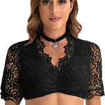 Zeagoo Dirndl Blouse Women's Lace Short Sleeve Blouse (DE Only)