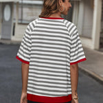 Zeagoo Women Striped T Shirts Oversized Short Sleeve Tops